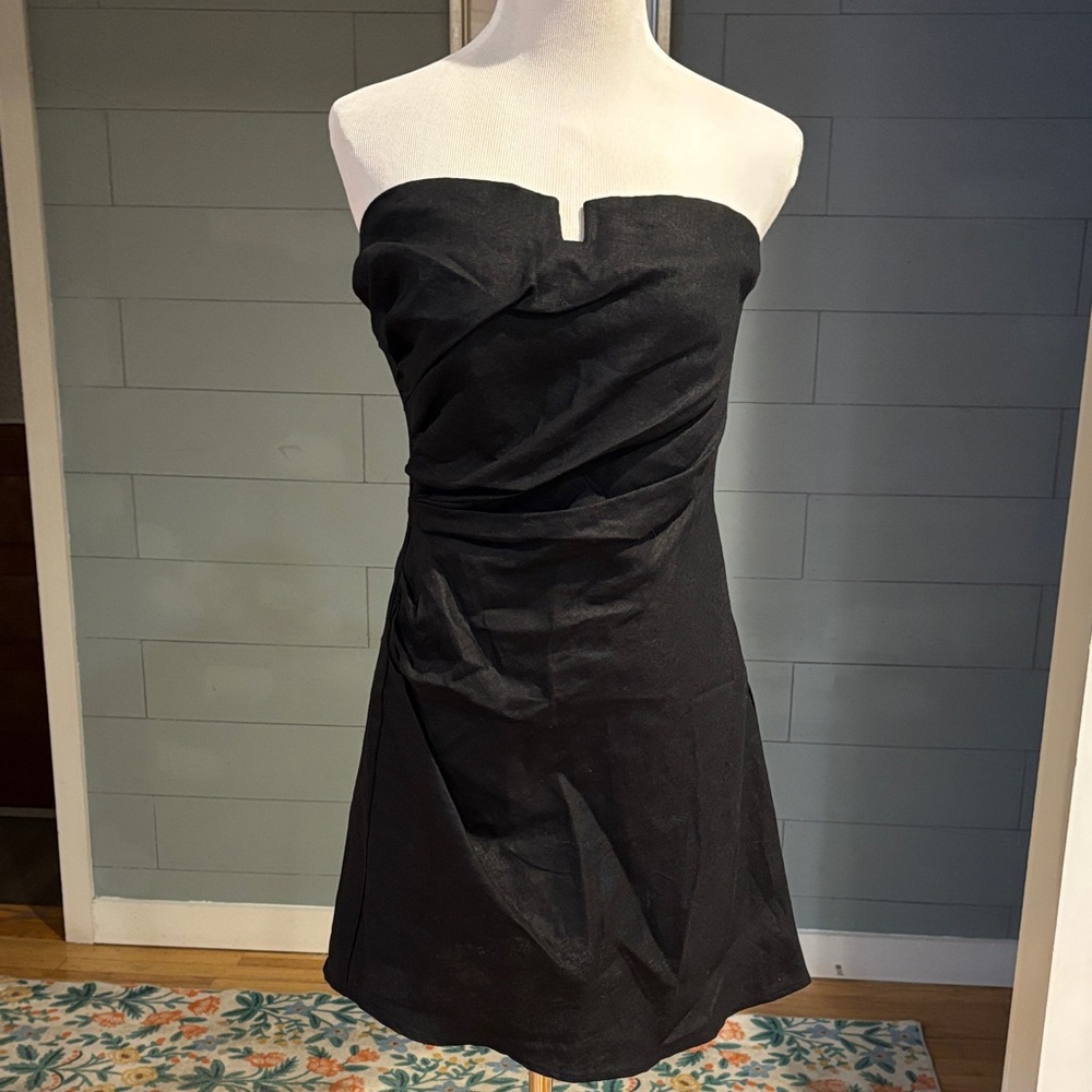 Reformation Abeni Elegant Black Strapless Dress
